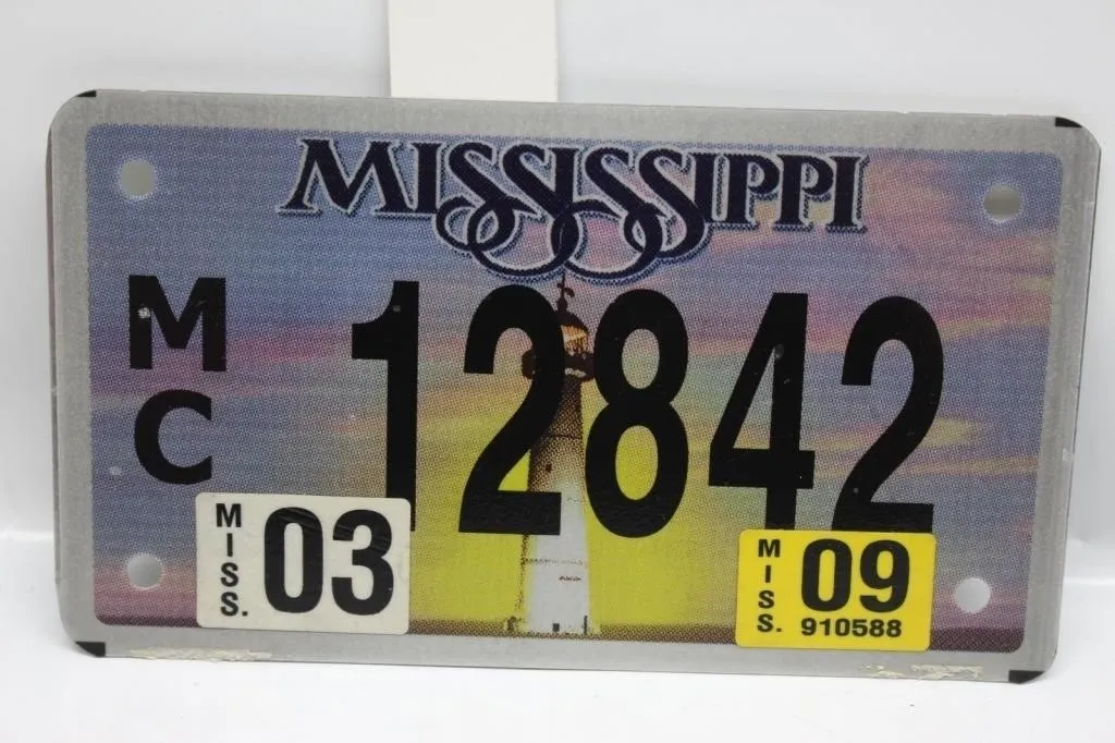 Mississippi & Michigan Motorcycle License Plates