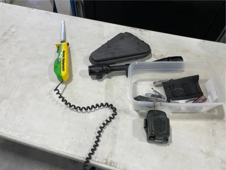 Electric Filet Knife, AIM 10-40x50 Scope & other
