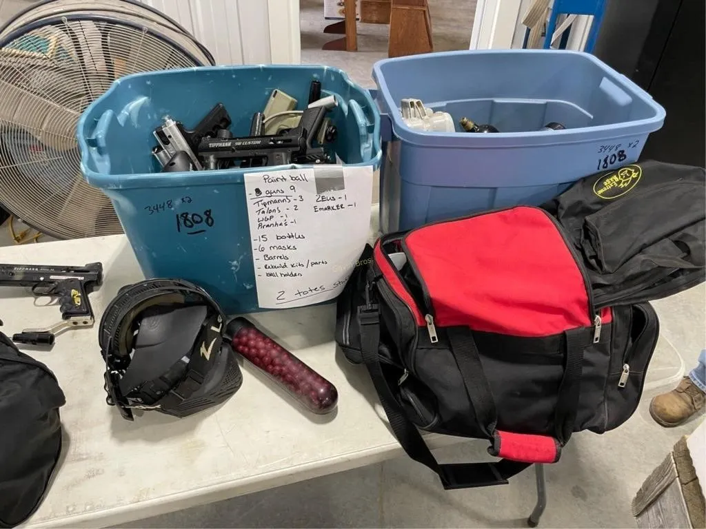 (2) Totes w/Paintball Guns & accessories