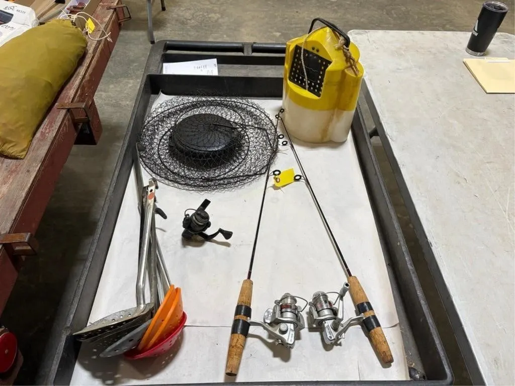 Bucket w/Ice Fishing, Basket etc