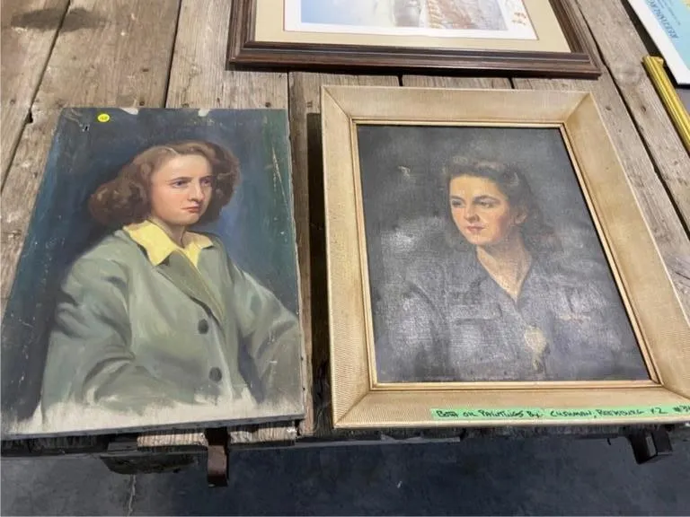 2-Lady Paintings (16X20) some damage by Cushman ?