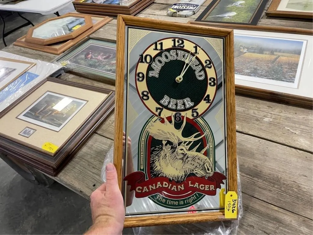 Moose Head Beer Clock/mirror--13X21