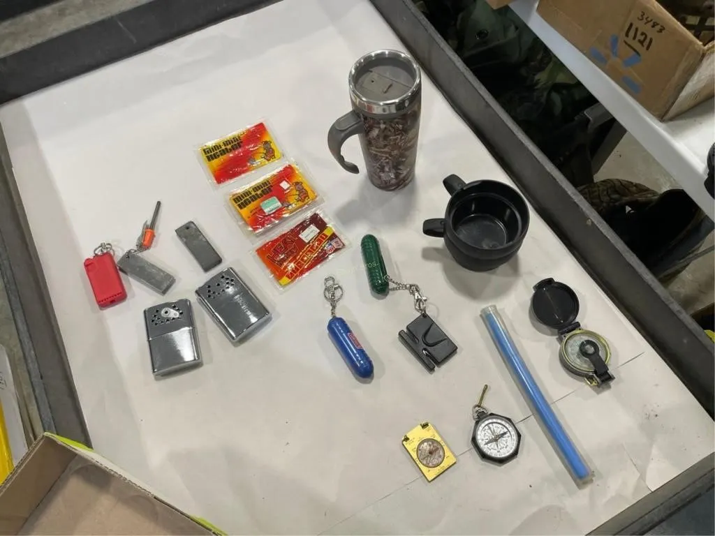 Hand Warmers, Mug, Compass etc