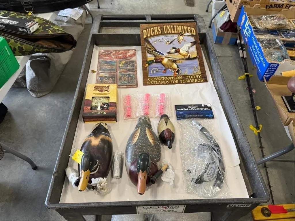 Duck Decoys, Sign, Snorkel, Flask etc