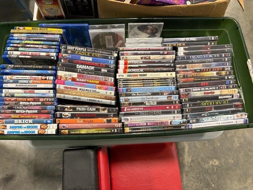 tote of DVD's & Blu-Ray
