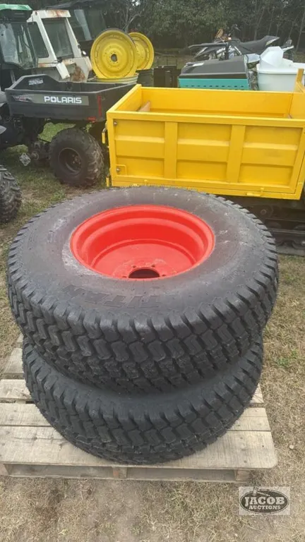 Pair of 41x14.00-20 tires on Kubota 6 bolt wheels