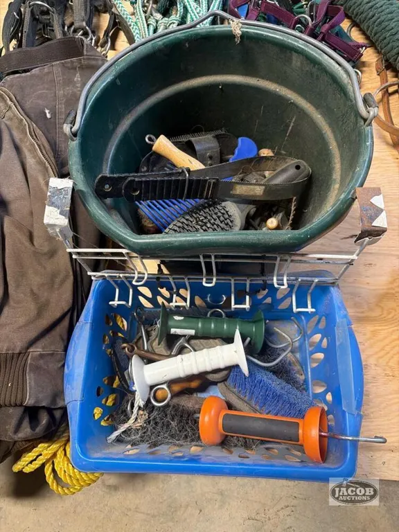 2 buckets of horse items