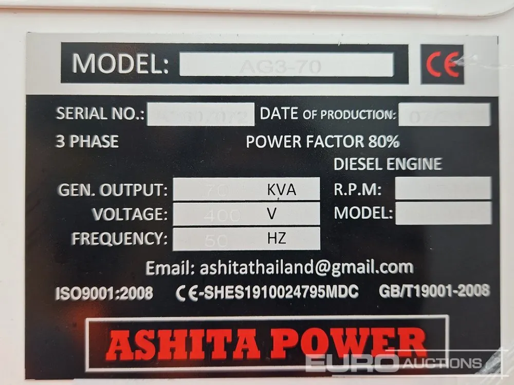 Unused 2026 Ashita Power AG3-70