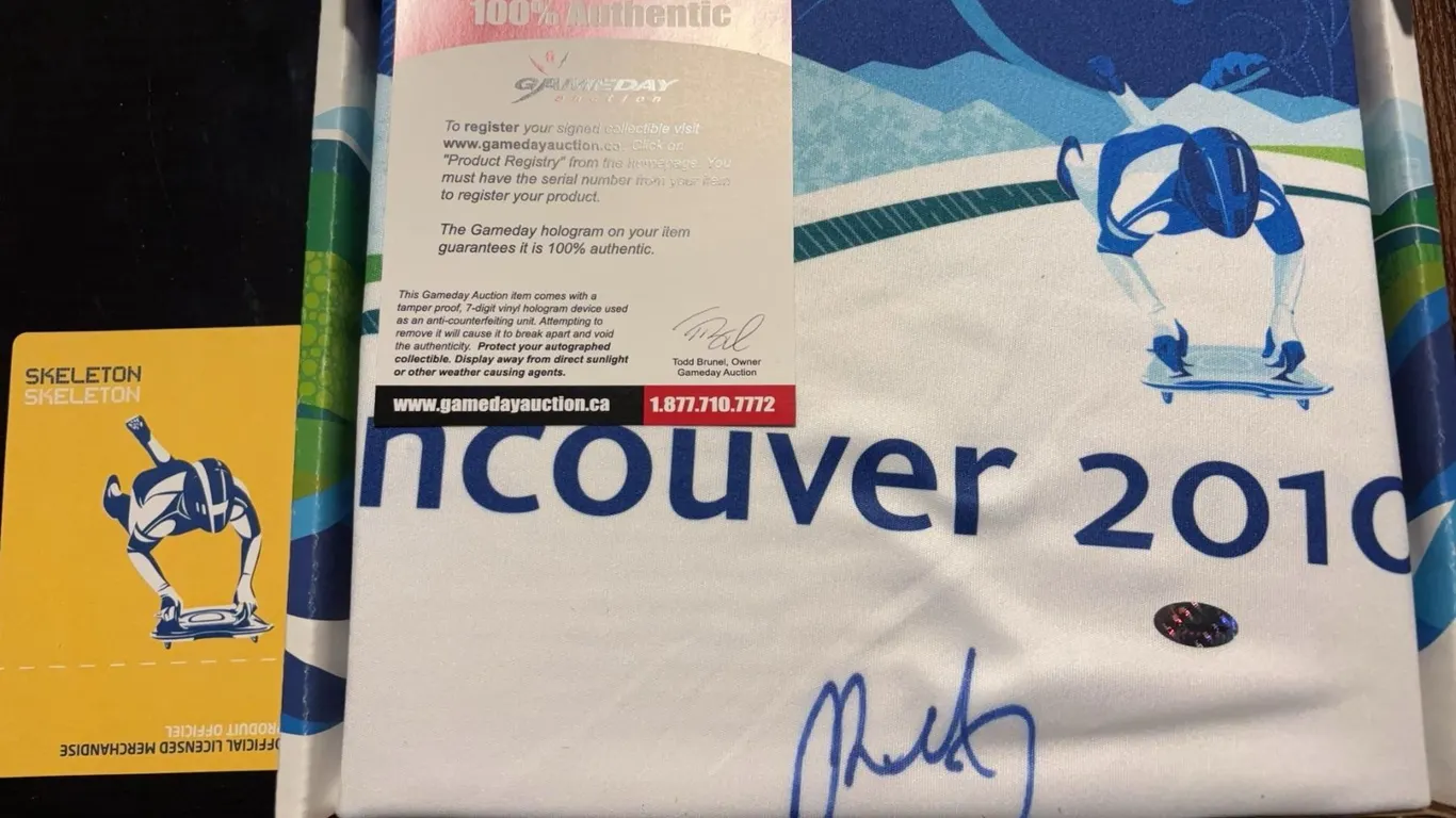 Vancouver 2010 Skeleton Competition Bib Signed