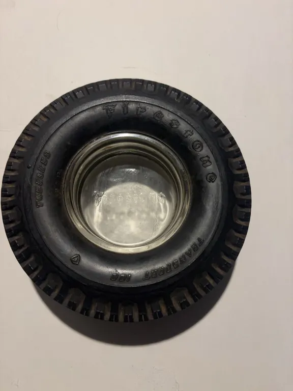 Firestone Tire Ashtray Glass Insert Rubber Tire