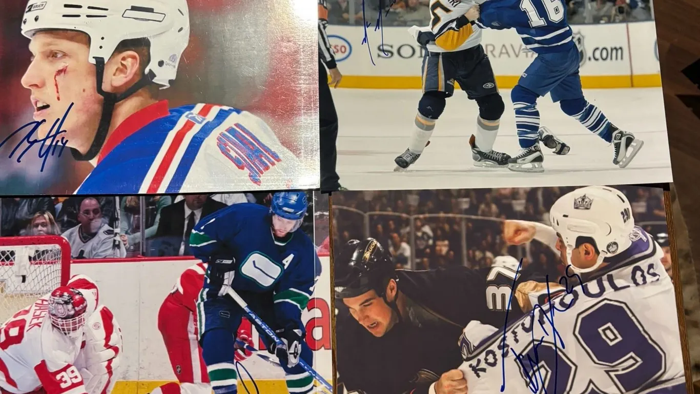 4 Signed NHL Hockey Action Photos