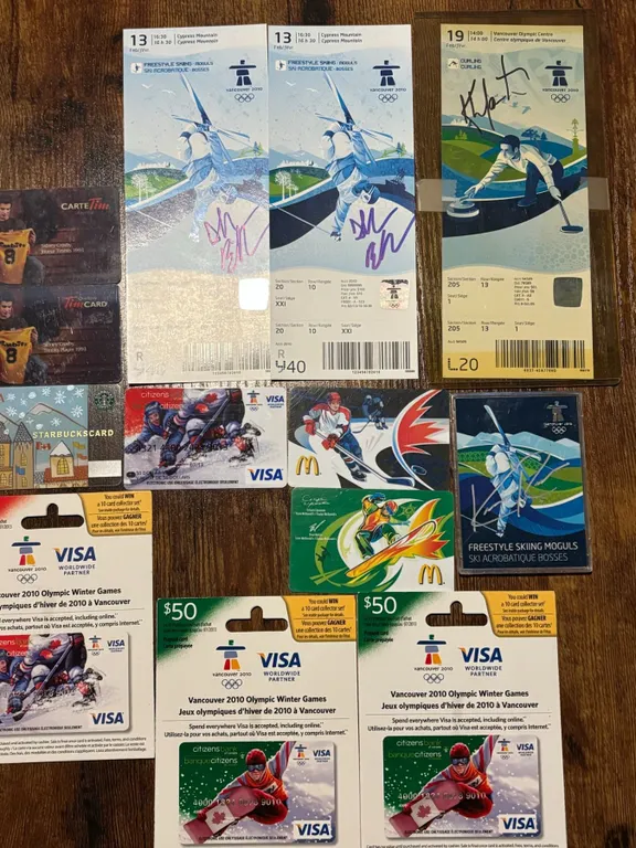 2010 Vancouver Olympics Signed Tickets & Card Set