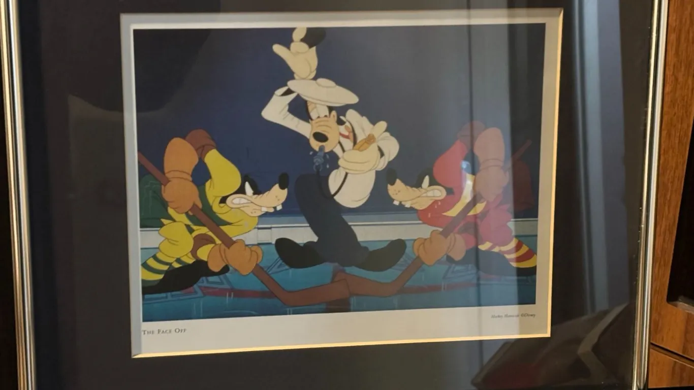 Disney Goofy The Face Off Framed Hockey Print