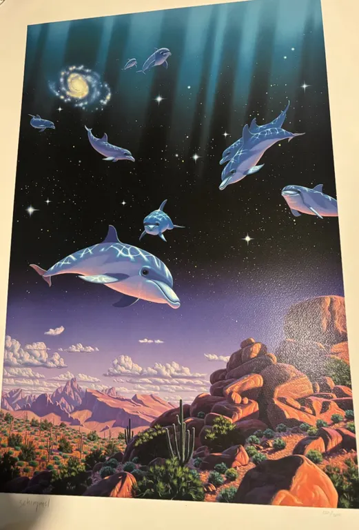 Schimmel Signed Dolphins Desert Lithograph 120/300