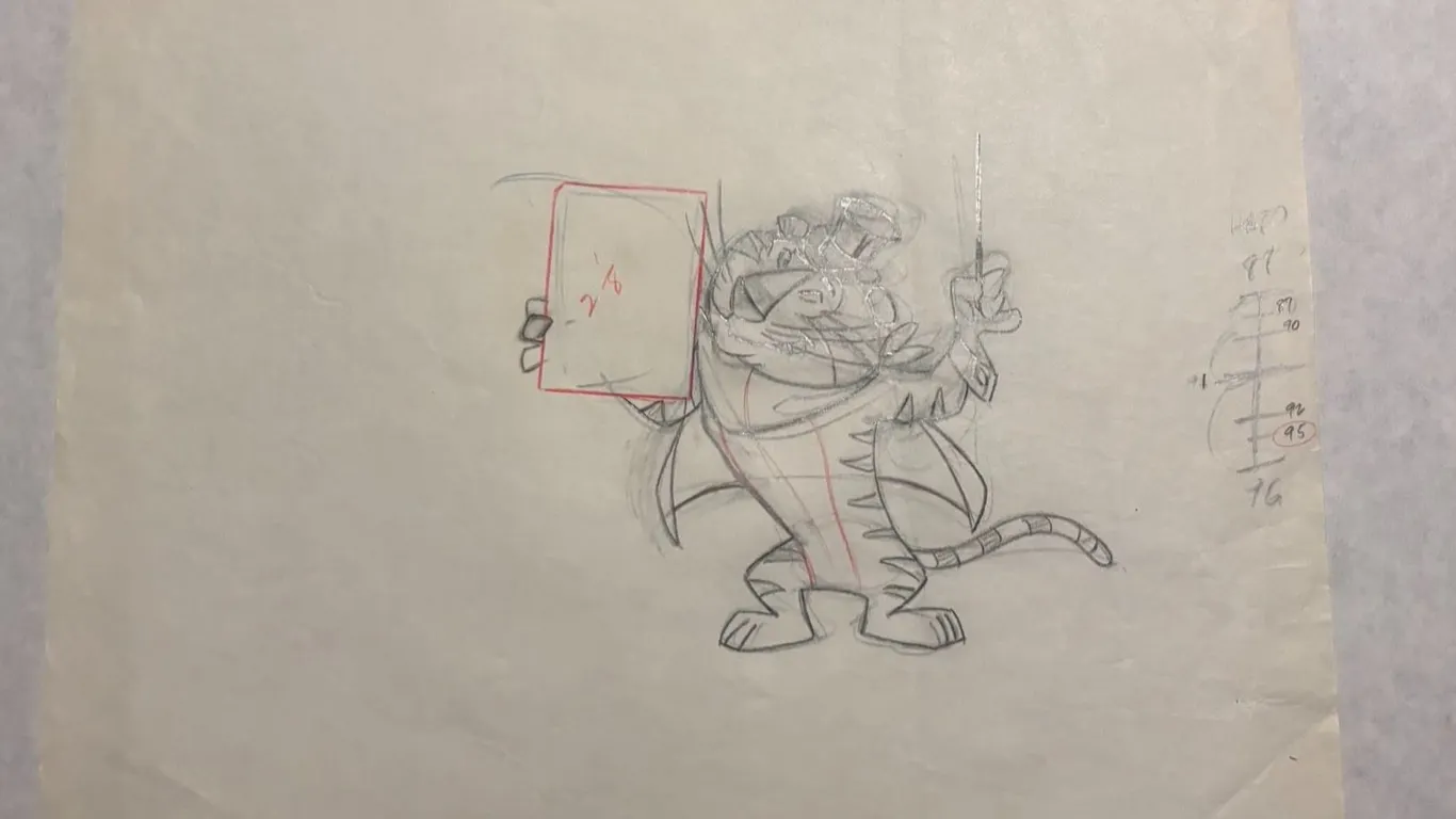 1980s Care Bears Animation Drawing: Tiger, Top Hat