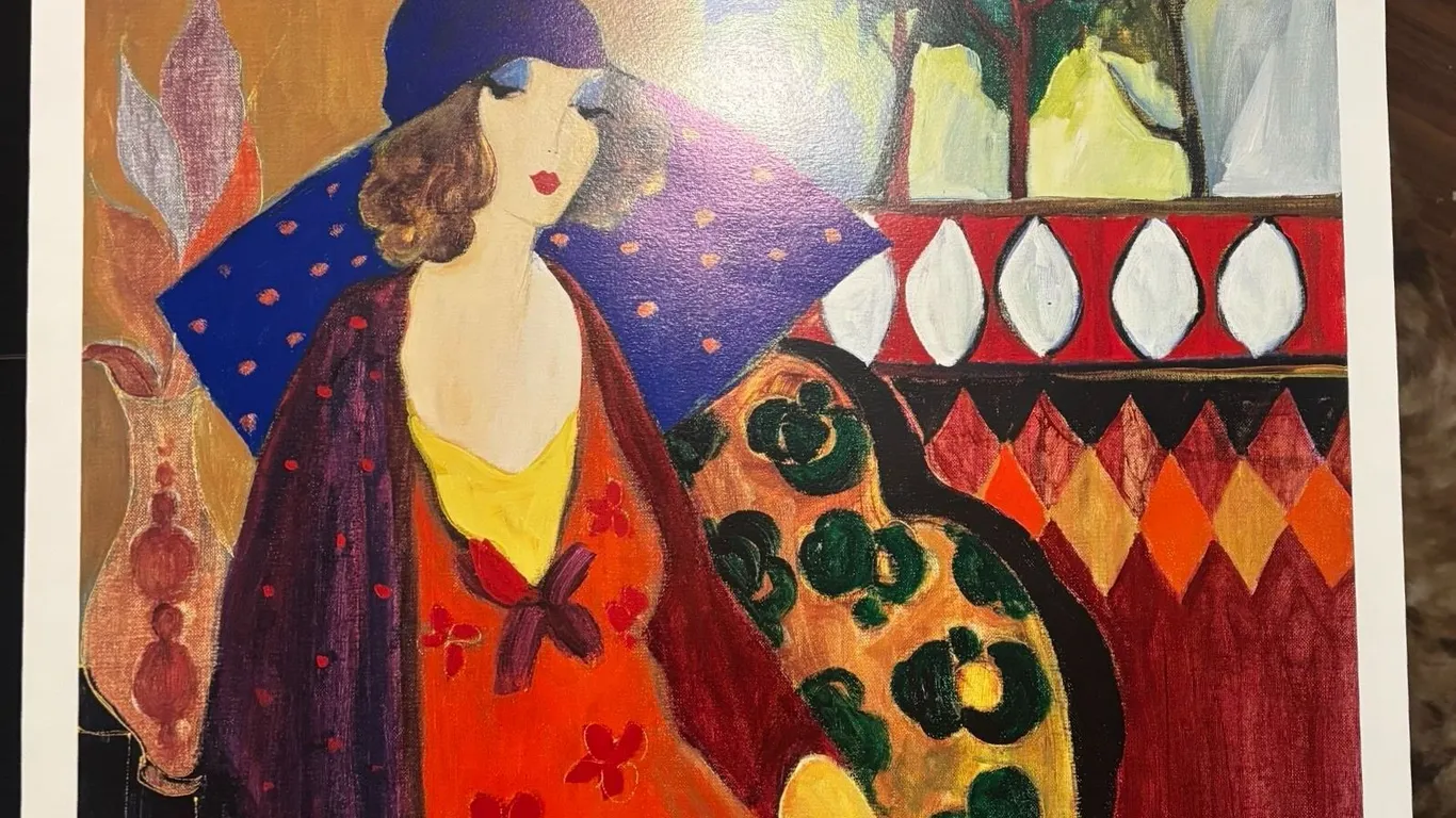 Itzchak Tarkay Indigo Chapeau Seriolithograph 2002