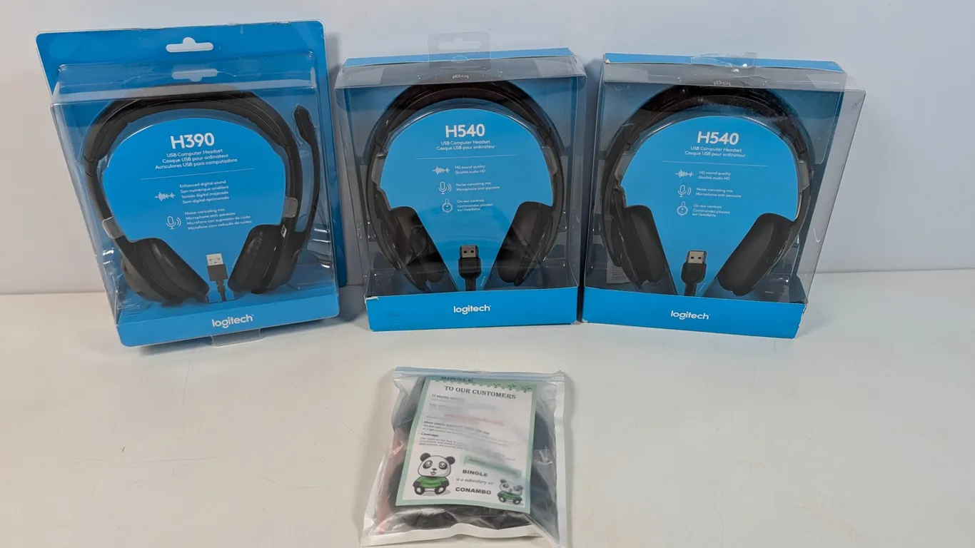 Lot of Three Logitech USB Headsets with Replacement Ear Covers