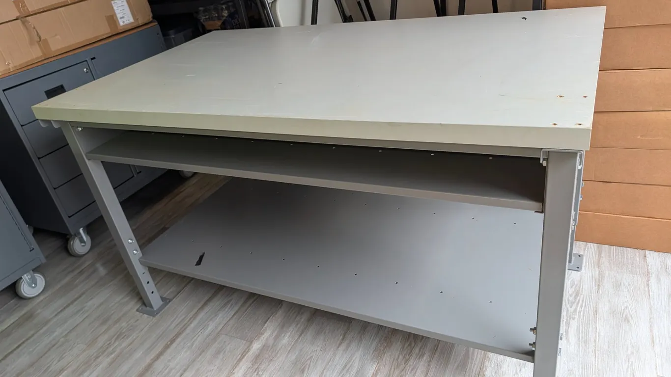 Metal Work Table with Laminate Top