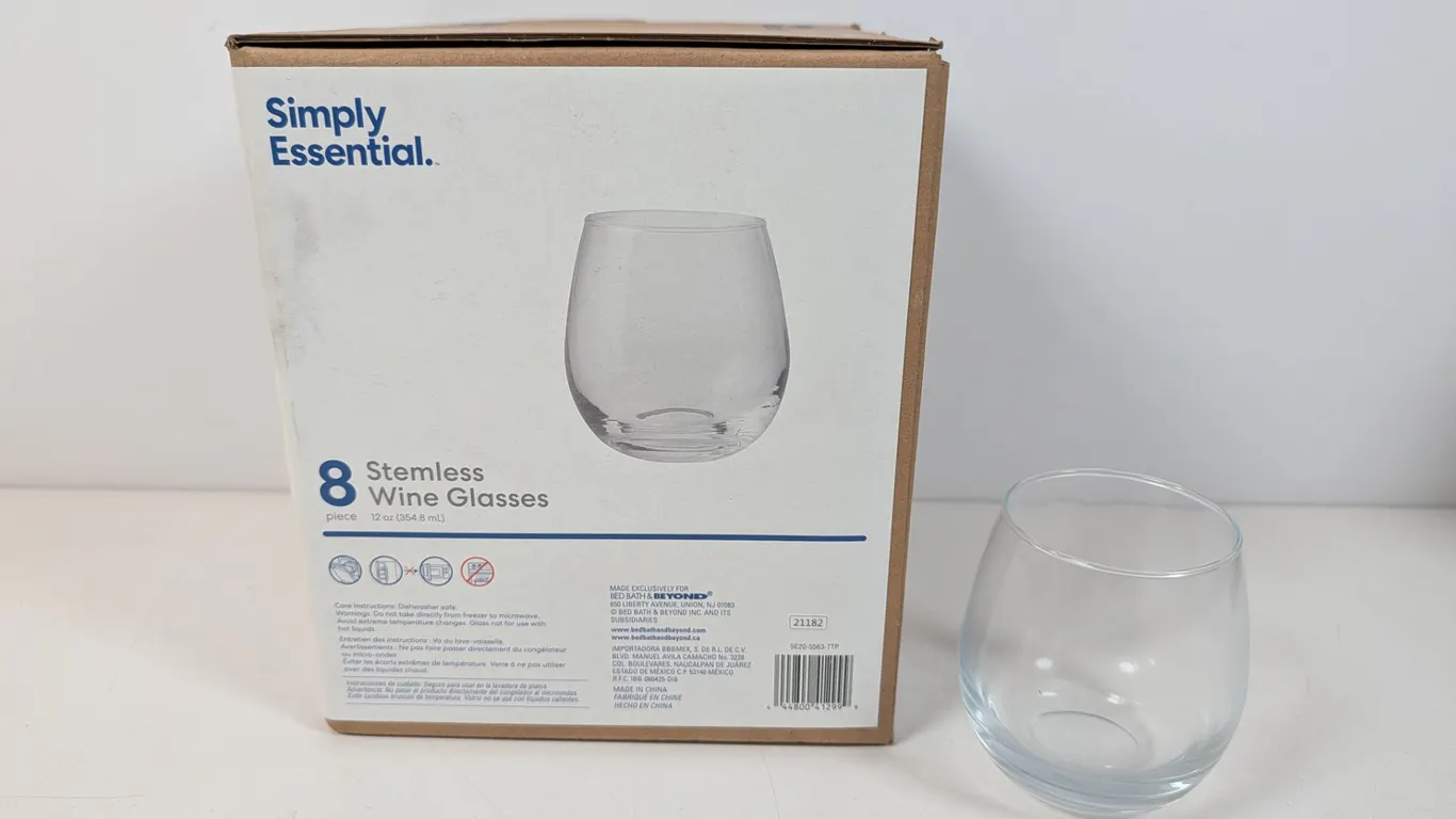 Simply Essential Stemless Wine Glasses, Set of 8