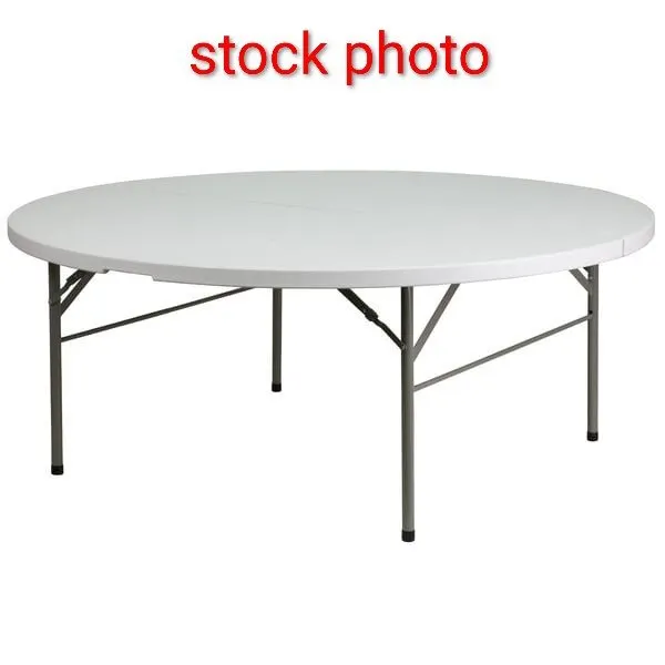 Flash Furniture 72" Round Bi-Fold Granite White Plastic Folding Table