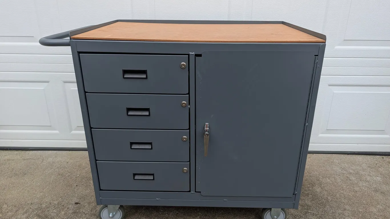 Metal Rolling Utility Cart with Wood Top