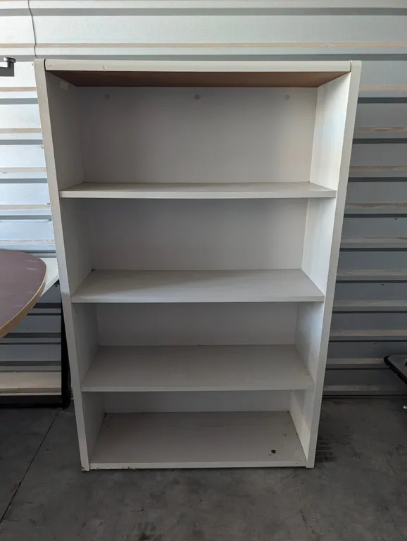 White Laminate Four-Shelf Bookshelf