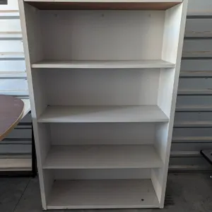 White Laminate Four-Shelf Bookshelf