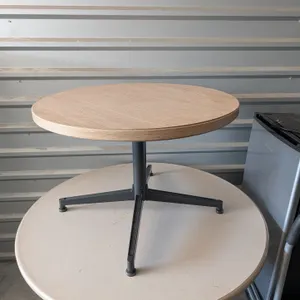 Round Laminate Wood Table with Metal Base