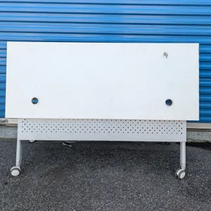 White Laminate Folding Table on Wheels