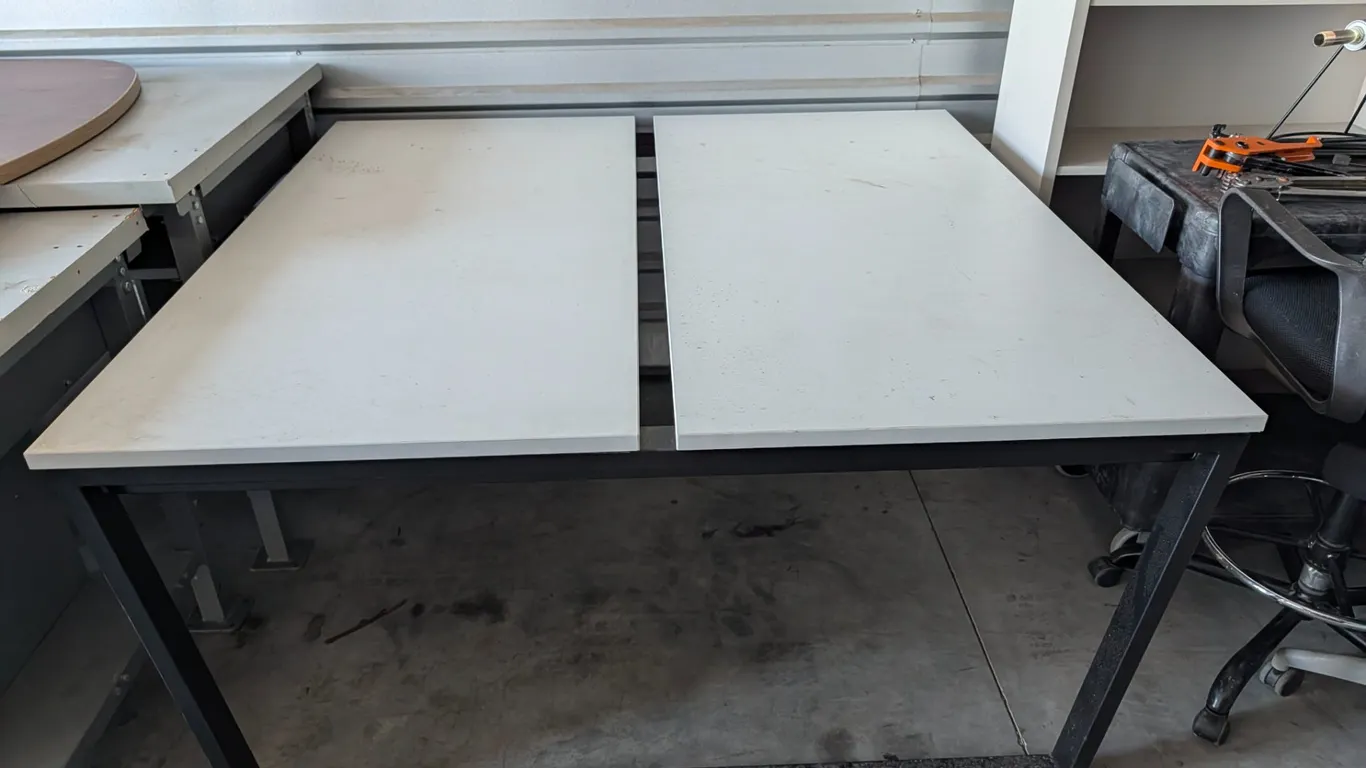 Metal Frame Table with Divided Top