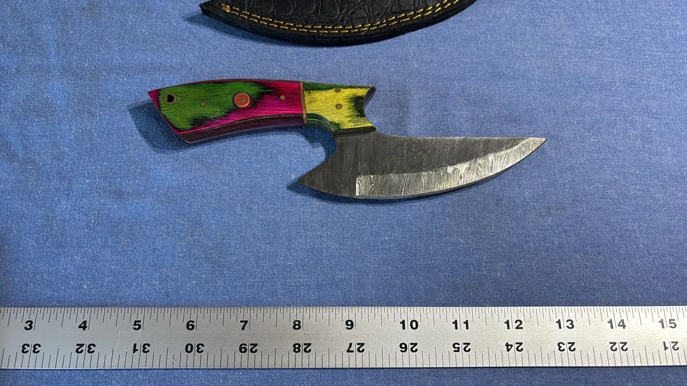 Damascus steel ulu knife