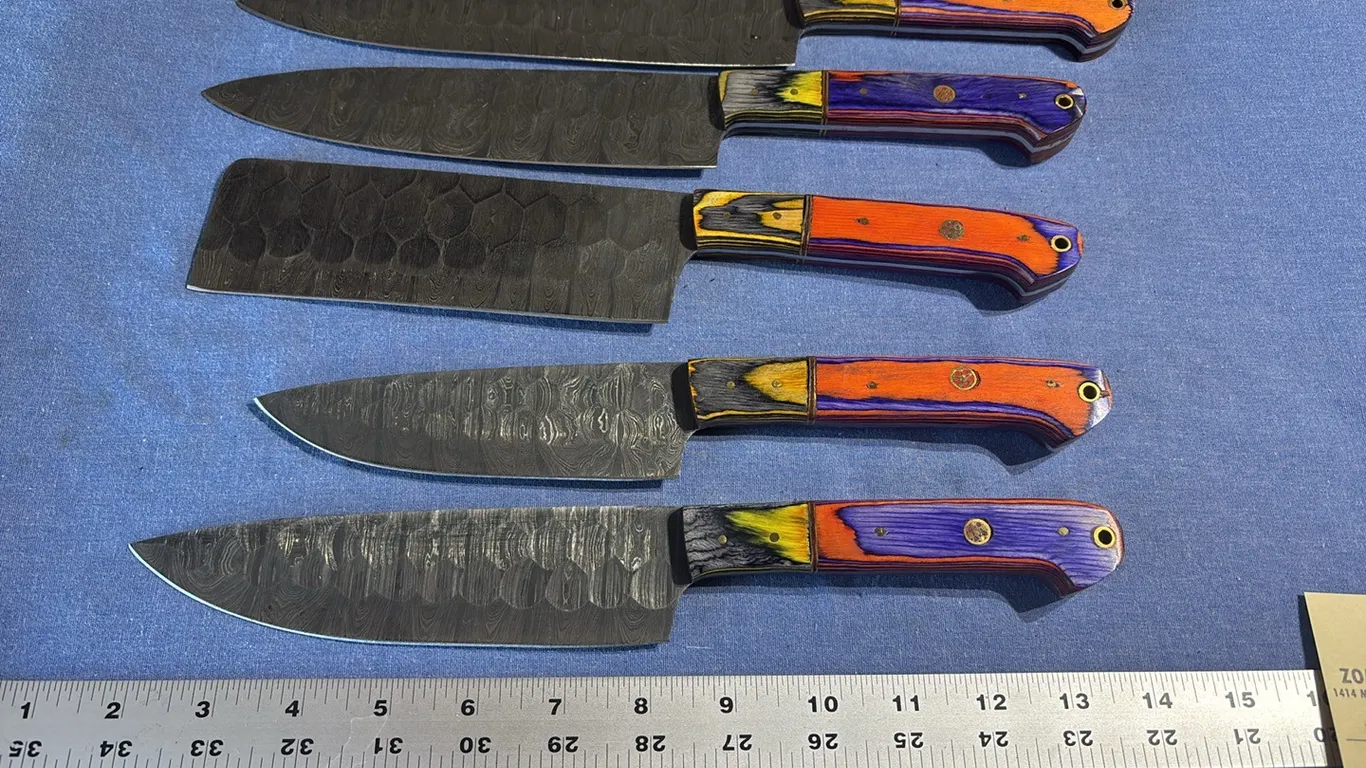 Damascus steel knife set