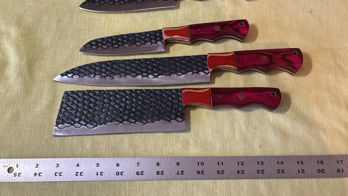 Damascus steel knife set