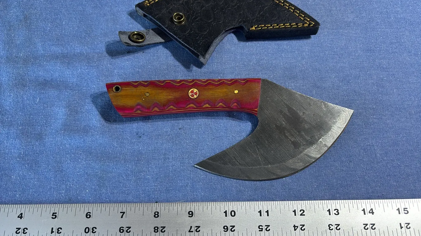 Damascus steel ulu knife