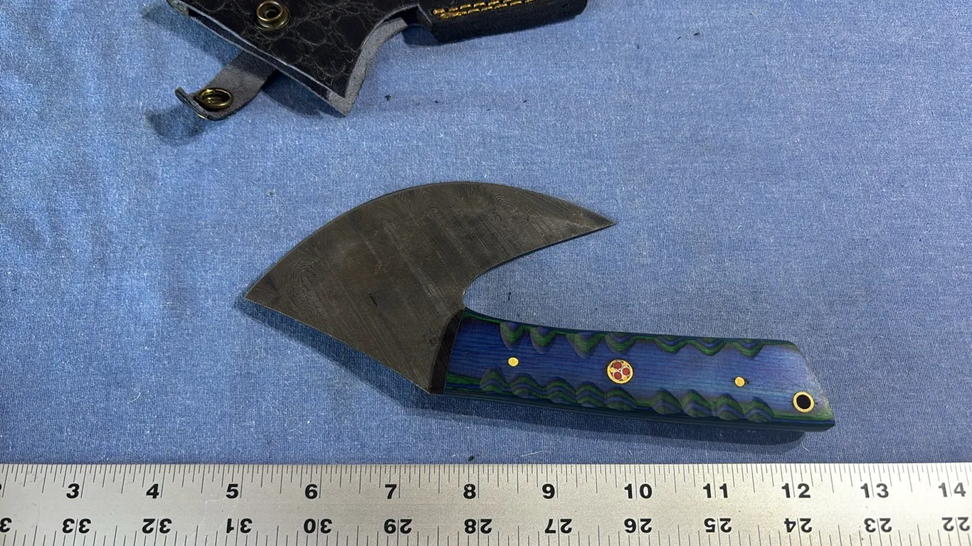Damascus steel ulu knife