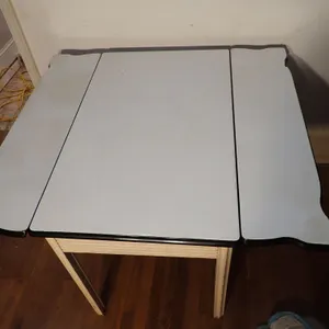 Antique Enamel Top Kitchen Table | Pull Out Drop Leaves & Storage Drawer