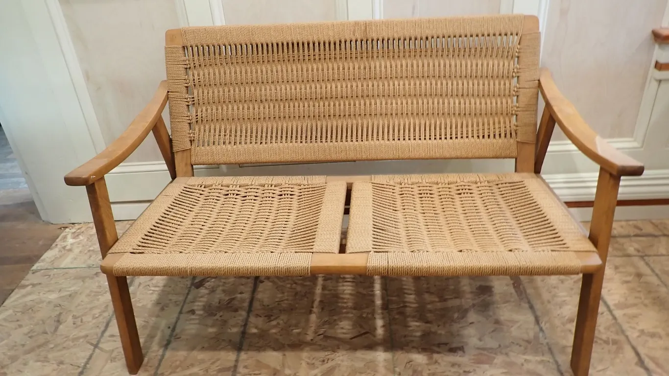 Mid Century Modern Hans Wegner Style Rope Settees