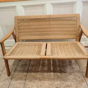 Mid Century Modern Hans Wegner Style Rope Settees