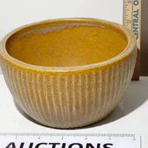 Vintage Zanesville Stoneware Company Ribbed Yellow Mixing Bowl | Model 4405