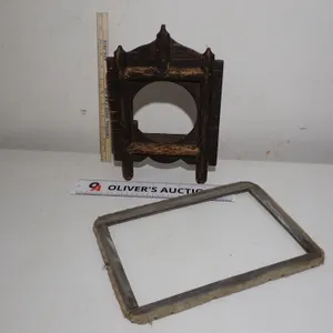 Antique Wooden Mantel Clock Case & Screen Frame | Primitive Repair Lot