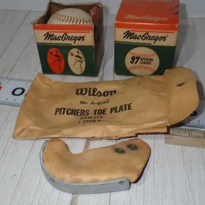 Vintage MacGregor 97 Baseballs & Wilson Pitchers Toe Plate | Sports Lot
