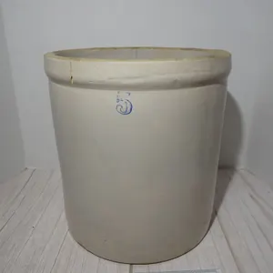 Antique Blue Number 5 Salt Glazed Stoneware Crock | Primitive 5-Gallon Pot