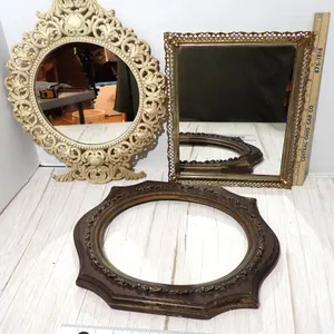 Ornate Cast Iron Vanity & Filigree Boudoir Mirrors With Antique Frame Lot