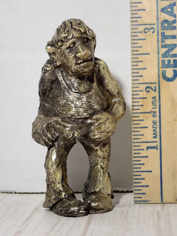 Vintage Scandinavian Brutalist Metal Troll Figurine | Abstract Folk Art Culture