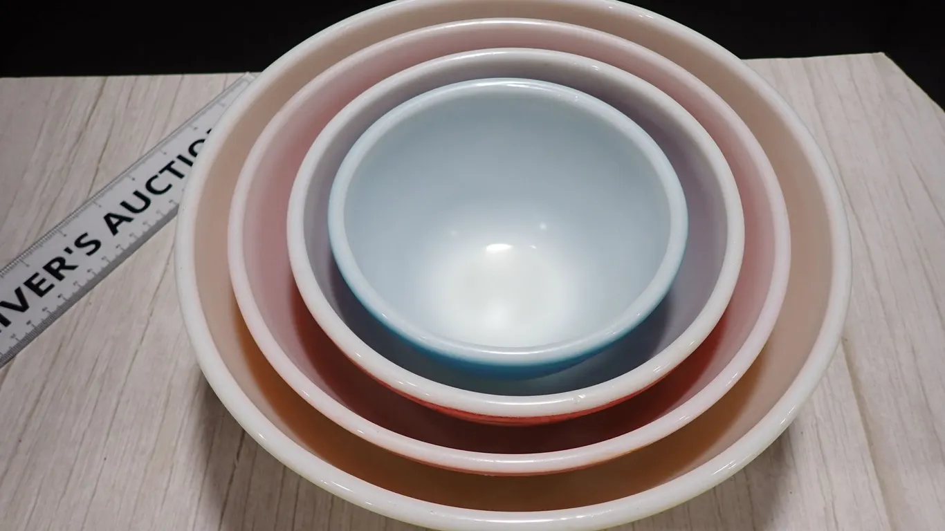 Vintage Pyrex Primary Colors Nested Mixing Bowls | Four Piece Glass Set