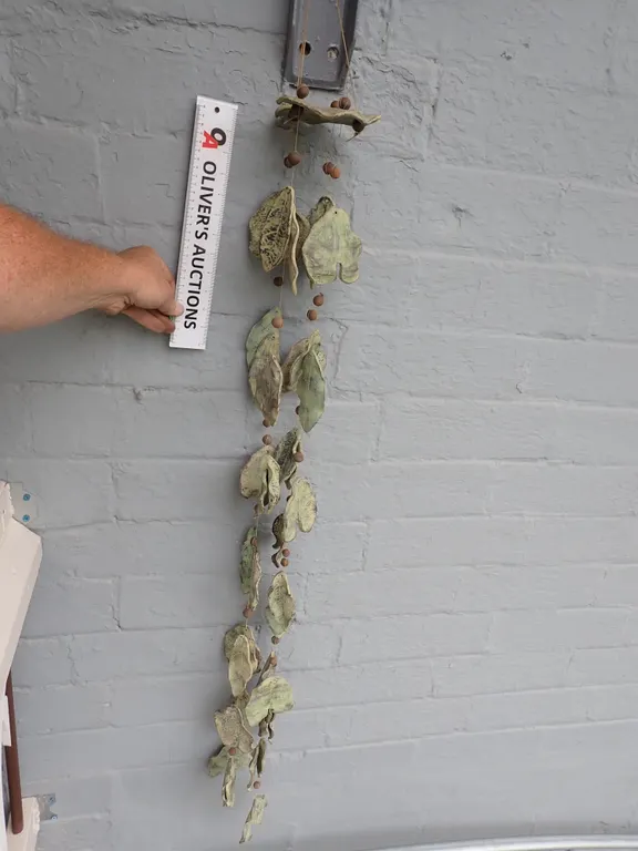 LARGE MULTI TIERED Artisan Studio Pottery Ceramic Leaf Wind Chime | Patina Hanging Garden Decor