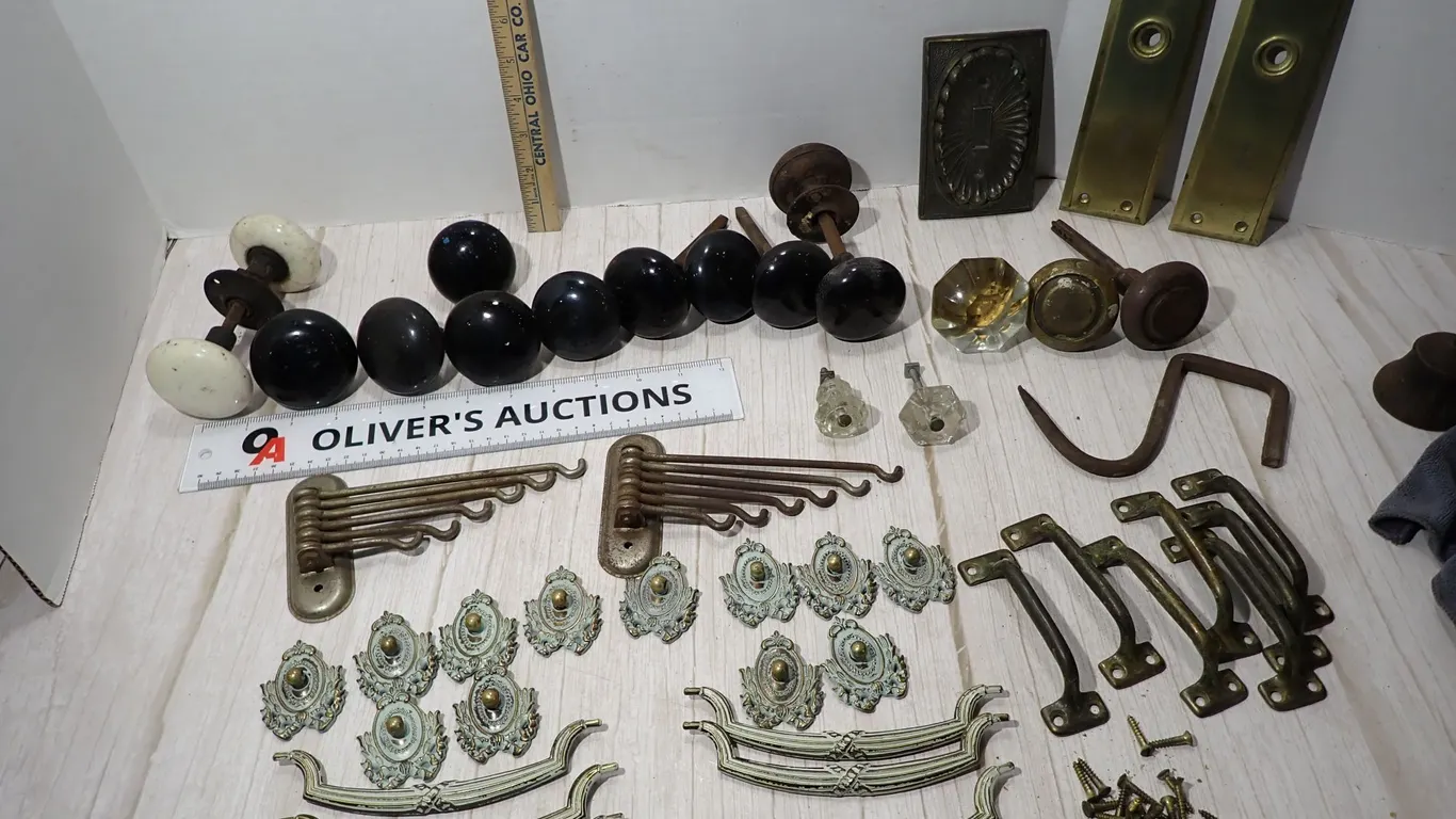 Antique Architectural Hardware Salvage Lot | Bennington Knobs & Brass Escutcheons