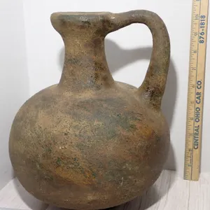 Antique Ethnographic Hand-Formed Terracotta Water Jug | Primitive Globular Vessel
