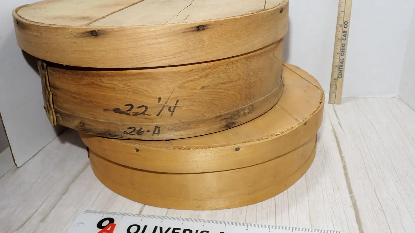 Antique Bentwood Cheese Boxes - Stack of 2
