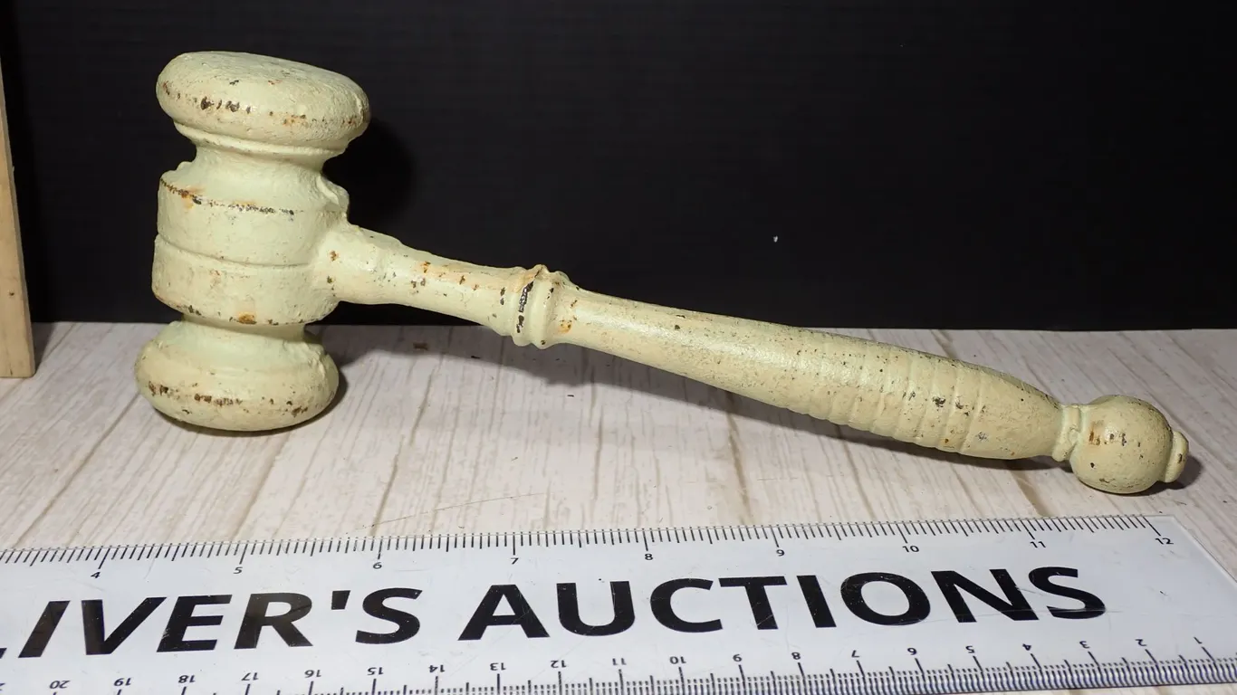 Antique Large Solid Cast Iron Masonic Fraternal Lodge Or Auctioneer Gavel